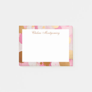 Abstract Pink Gold Circles Personalised Post-it Notes