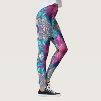 Abstract Pink Gold Grey Aqua Running Jogging Leggings