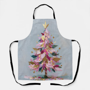 Abstract Pink & Gold Impasto Christmas Tree Apron
