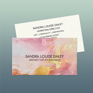 Abstract Pink Gold Paint Modern Art Business Card