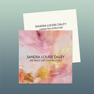Abstract Pink Gold Paint Modern Art Square Business Card