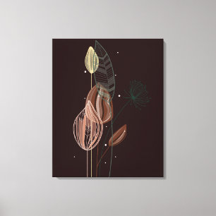Abstract Pink & Gold Tulips Minimalist Botanical  Canvas Print