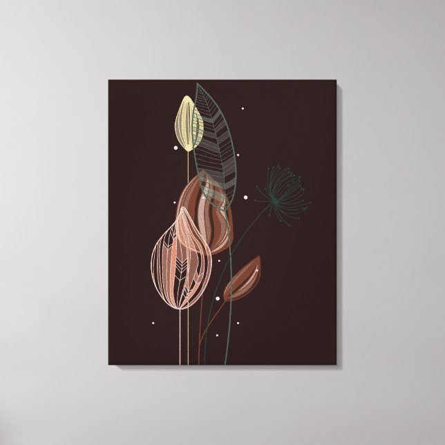 Abstract Pink & Gold Tulips Minimalist Botanical  Canvas Print (Front)