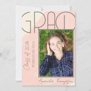Abstract Pink Grad Photo Graduation Announcement