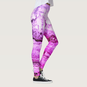 Abstract pink granite, purple marble pattern  leggings