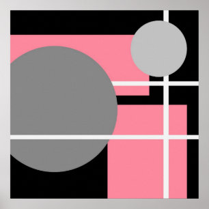 Abstract Pink Grey Black White AP0001 Poster