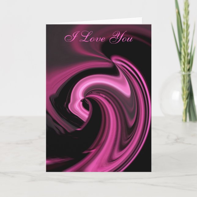 Abstract Pink Heart I LOVE YOU Card (Front)