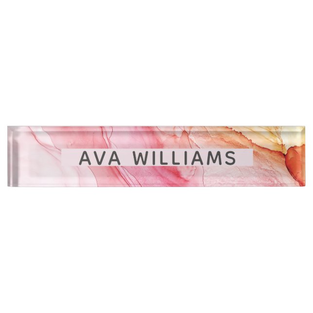 Abstract Pink Ink elegant Nameplate (Front)