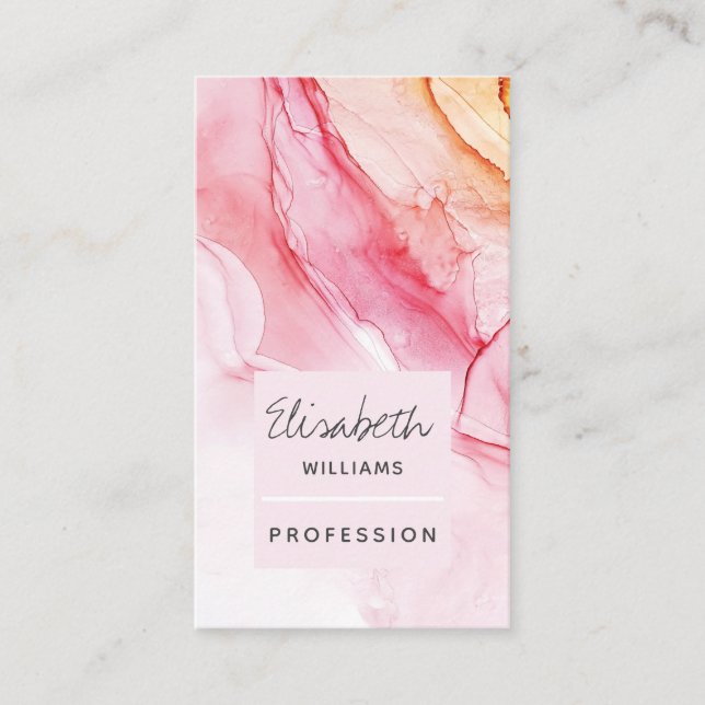 Abstract Pink Ink Paint Elegant Business Card (Front)