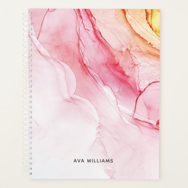 Abstract Pink Ink Paint modern Planner (Front)
