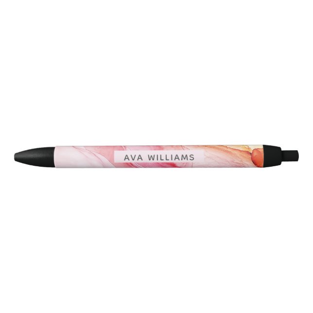 Abstract Pink Ink Paint Personalised Black Ink Pen (Front)