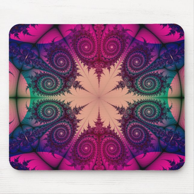 Abstract Pink Kaleidoscope Fractal design Mouse Mat (Front)