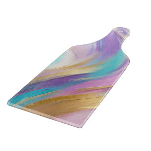 Abstract Pink Lilac Turquoise Gold Cutting Board