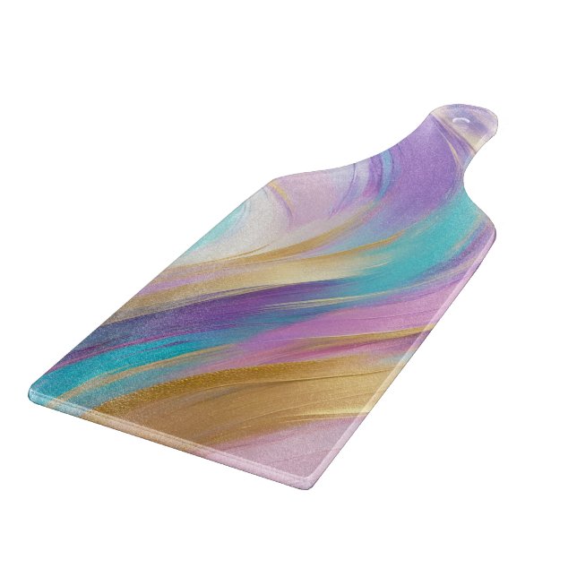 Abstract Pink Lilac Turquoise Gold Cutting Board (Corner)
