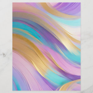 Abstract Pink Lilac Turquoise Gold Scrapbook Paper