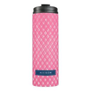 Abstract Pink Line Strokes Pattern Thermal Tumbler