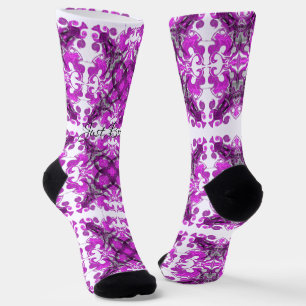 Abstract pink mandala, psychedelic butterfly socks
