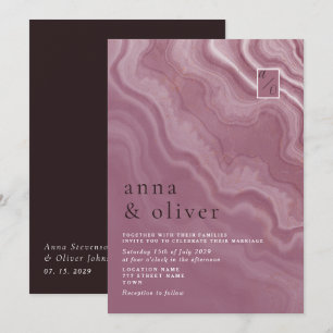 Abstract Pink Marble Agate Wedding Invitation