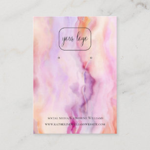 Abstract Pink Marble Earring Display  QR Code Logo Business Card