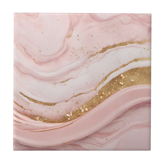 Abstract Pink Marble Pattern with Faux Glitter  Tile (Front)