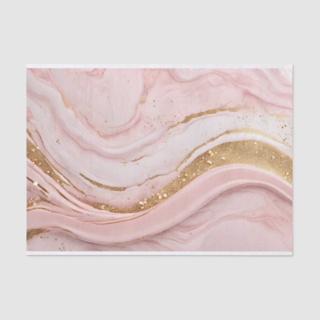 Abstract Pink Marble Pattern with Faux Glitter  Tissue Paper (Front)