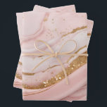 Abstract Pink Marble Pattern with Faux Glitter  Wrapping Paper Sheet<br><div class="desc">Abstract pink marble pattern with faux golden glitter</div>