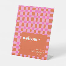 Abstract Pink Orange Custom Baby Shower Welcome