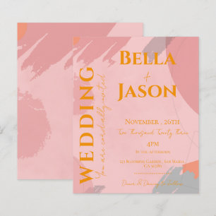 Abstract Pink Orange Pretty Wedding Invitation