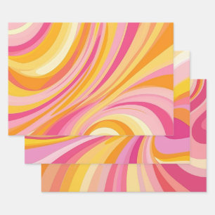 Abstract Pink Orange  Wrapping Paper Sheet