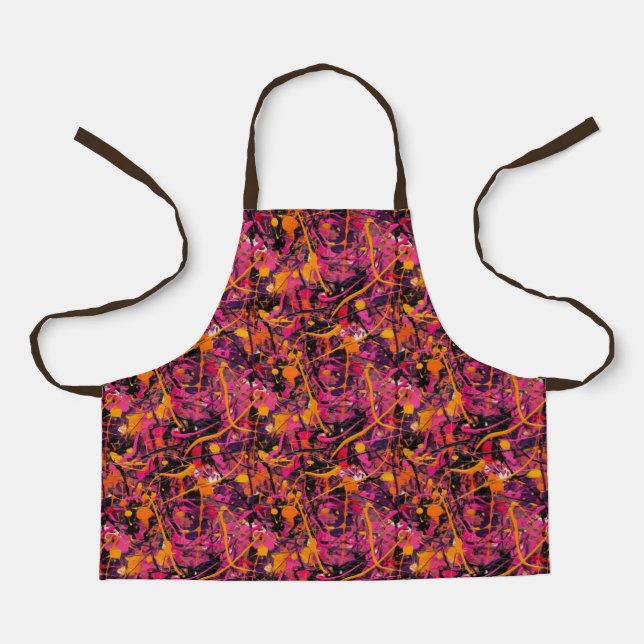 Abstract pink paint splatter apron (Front)