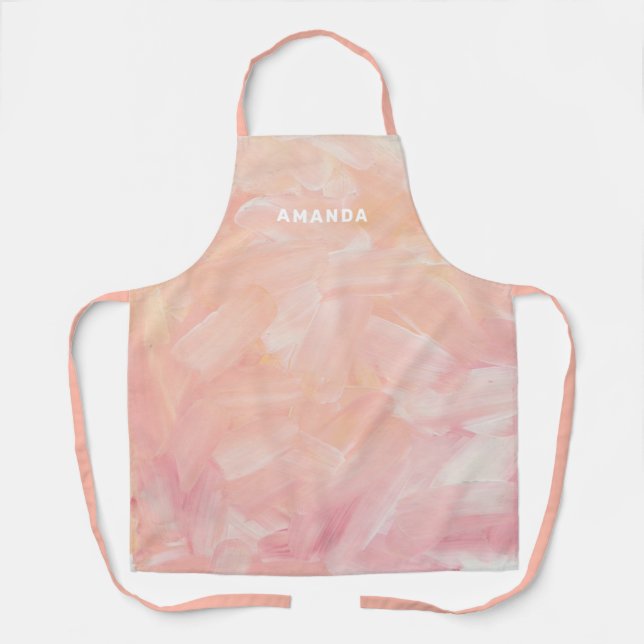Abstract pink painted. Elegant blush brush stroke Apron (Front)