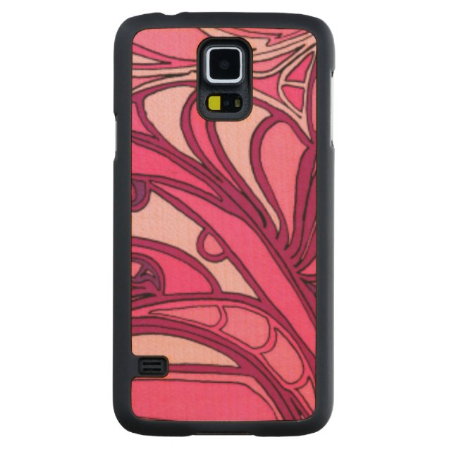 Abstract Pink Panel Painting Carved Maple Galaxy S5 Case (Back)