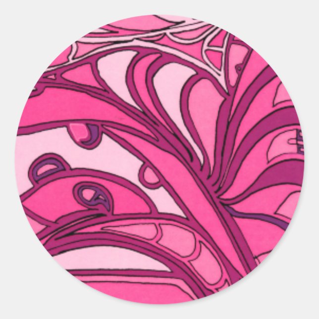 Abstract Pink Panel Painting Classic Round Sticker (Front)