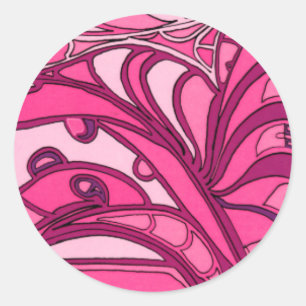 Abstract Pink Panel Painting Classic Round Sticker
