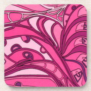 Abstract Pink Panel Painting Coaster