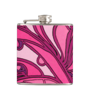 Abstract Pink Panel Painting Hip Flask