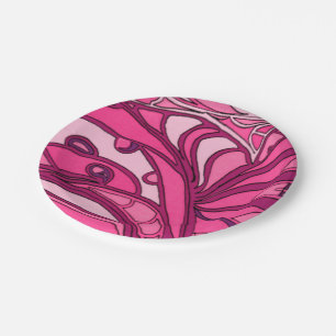 Abstract Pink Panel Painting Paper Plate