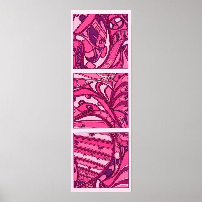 Abstract Pink Panel Painting Poster (Front)