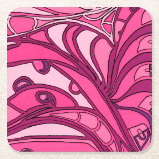 Abstract Pink Panel Painting Square Paper Coaster (Front)