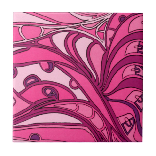 Abstract Pink Panel Painting Tile (Front)