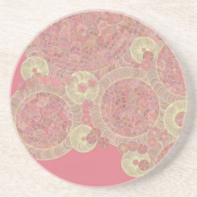 abstract pink pattern floral colour personalise ar coaster (Front)