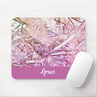 Abstract Pink Pattern Monogram Mouse Mat