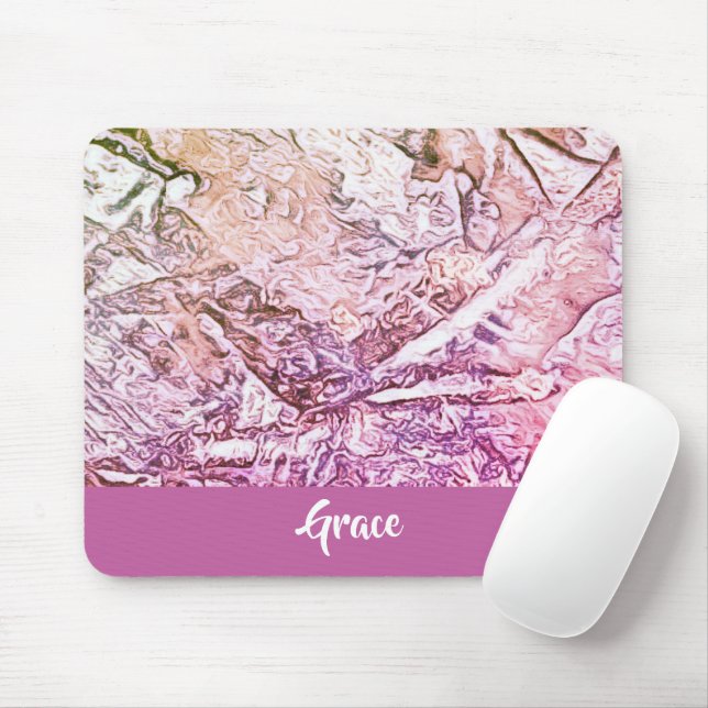 Abstract Pink Pattern Monogram Mouse Mat (With Mouse)