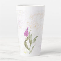 Abstract pink petal latte mug 