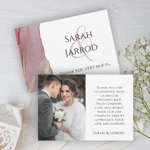 Abstract Pink Photo Wedding Thank You Card
