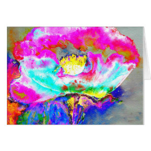 Abstract Pink  Poppy, watercolor floral painting