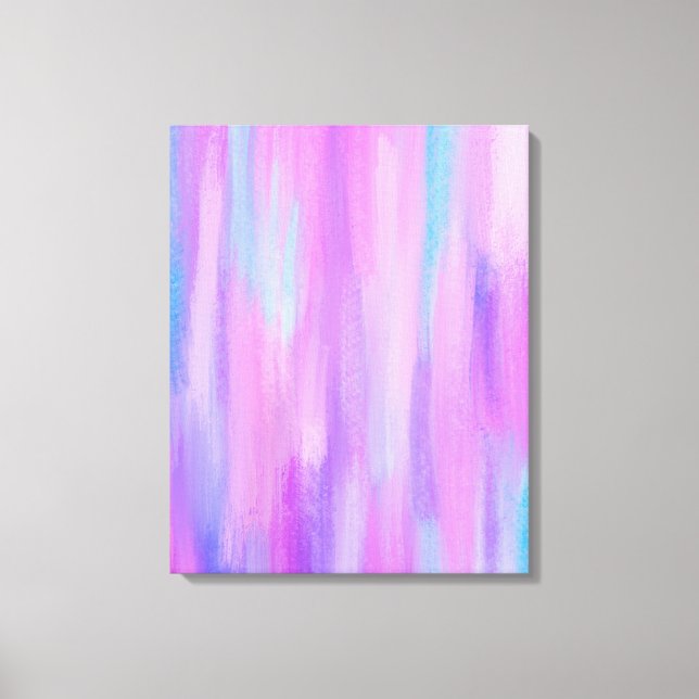 Abstract Pink, Purple and Turquoise Paint Strokes Canvas Print (Front)
