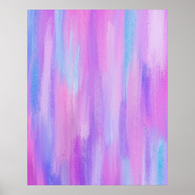 Abstract Pink, Purple and Turquoise Paint Strokes Poster (Front)