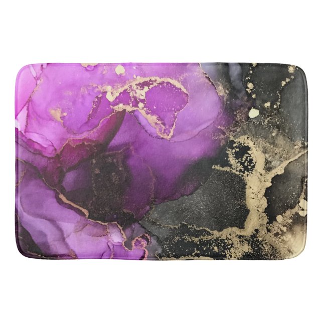 Abstract Pink Purple Black Gold  Bath Mat (Front)