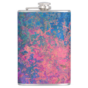 Abstract, Pink, Purple & Blue, Alcohol Ink Hip Flask